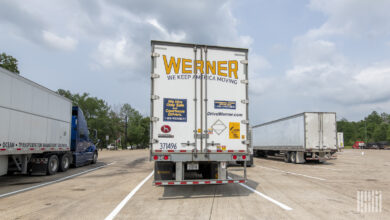 A Werner rig parked at a truckstop