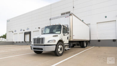 A white box truck at a Prologis facility