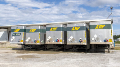 ABF pup trailers backed up to a terminal