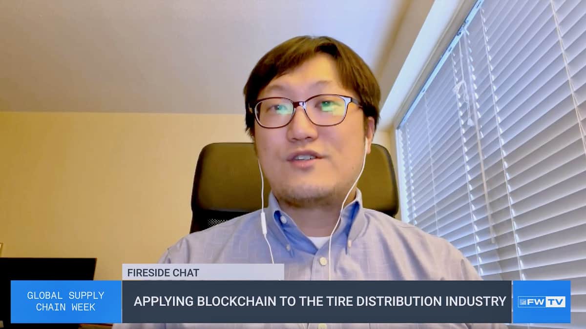 Rak-Joon Choi, a vice president with American Tire Distributors, speaking during a virtual fireside chat, about blockchain technology.