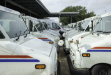 U.S. Postal Service delivery trucks